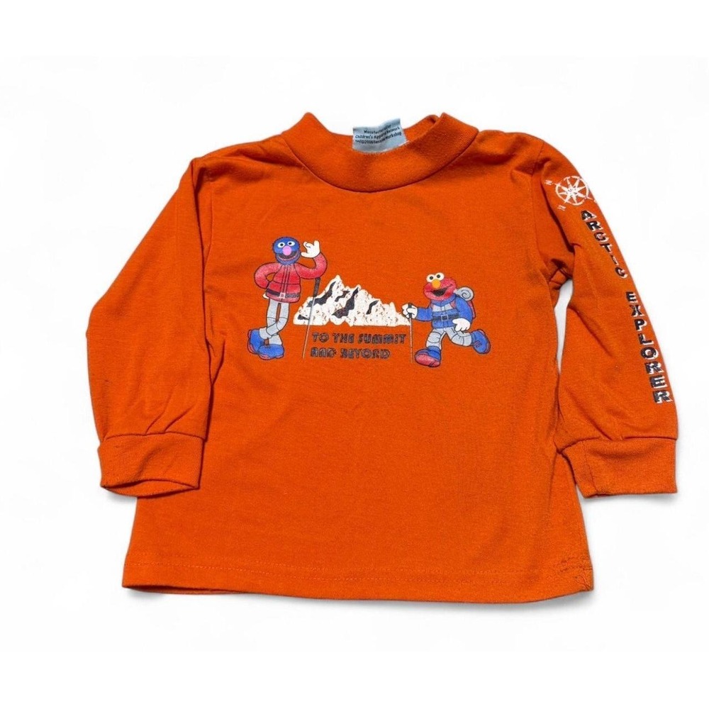 Vintage Sesame Street Grover Elmo Arctic Explorer Kids Orange Shirt Size 2T